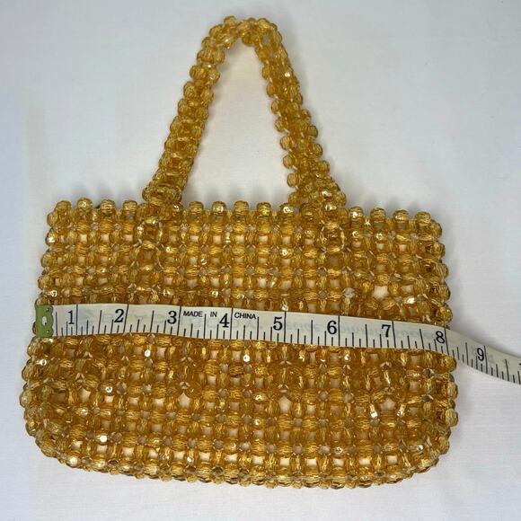 Vintage Acrylic Crystal Beaded Evening Bag Yellow - Picture 7 of 11